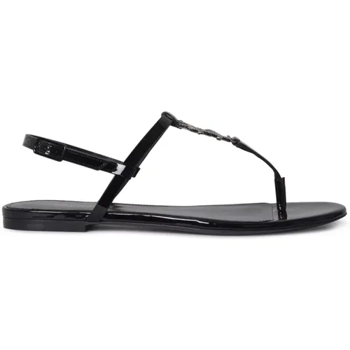 Cassandra Patent Leather T-Band Sandals , female, Sizes: 3 UK, 6 UK, 3 1/2 UK, 5 UK, 7 UK - Saint Laurent - Modalova