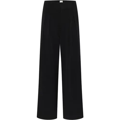 Weite Bein Hohe Taille Schwarze Hose , Damen, Größe: L - My Essential Wardrobe - Modalova