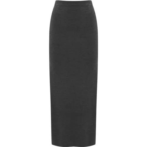 Merino Wool Longuette Skirt Anthracite , female, Sizes: S, L, XS, XL, M - Liviana Conti - Modalova