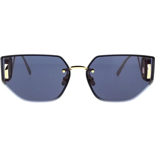 Schmetterlingssonnenbrille mit goldenen Metallbügeln und blauen Gläsern - Dior - Modalova