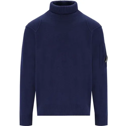 Blauer Wollpullover mit Linse , Herren, Größe: M - C.P. Company - Modalova