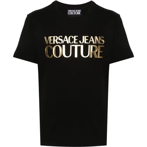 Schwarzes Logo T-Shirt , Herren, Größe: L - Versace Jeans Couture - Modalova
