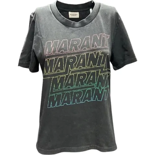 Shirt mit Logo-Print und Distressed-Details , Damen, Größe: S - Isabel Marant Étoile - Modalova