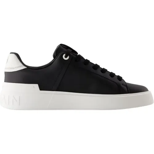 Noir Court Sneakers - Smooth Calfskin , male, Sizes: 7 UK, 6 UK, 10 UK, 8 UK - Balmain - Modalova