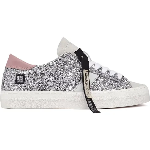 Silber Glitzer Low Sneakers , Damen, Größe: 35 EU - D.A.T.E. - Modalova