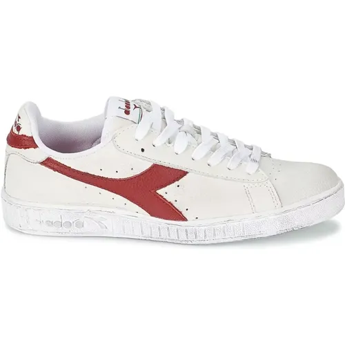 Niedrige gewachste weiße rote Sneaker , unisex, Größe: 36 EU - Diadora - Modalova