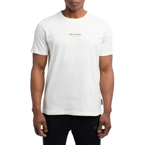Mens Basic T-Shirt with Trendy Print , male, Sizes: L, XL - carlo colucci - Modalova