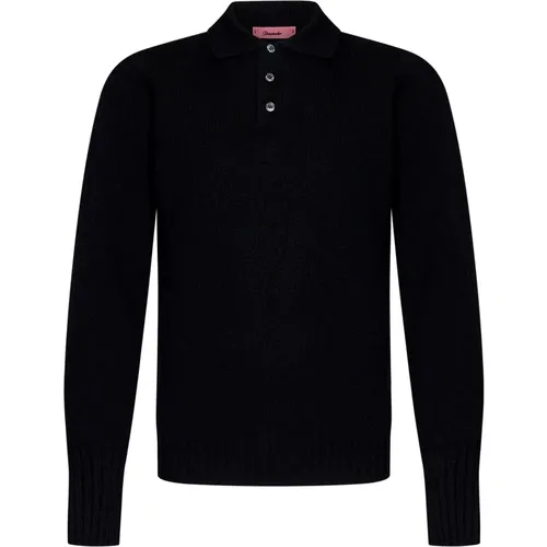 Schwarzes Wollstrick-Poloshirt , Herren, Größe: M - Drumohr - Modalova