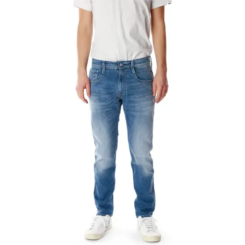 Anbass Slim Fit Mid Waist Jeans , Herren, Größe: W38 L36 - Replay - Modalova