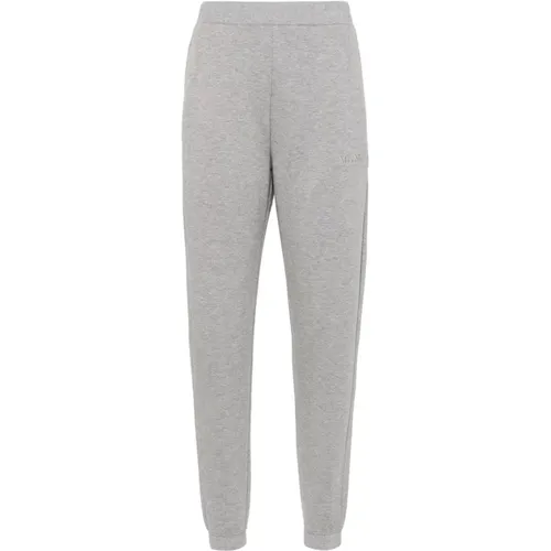 Grey Cotton Blend Trousers with Logo , female, Sizes: L, S - Max Mara - Modalova