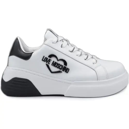 Star50 Weiße Sneakers , Damen, Größe: 37 EU - Love Moschino - Modalova