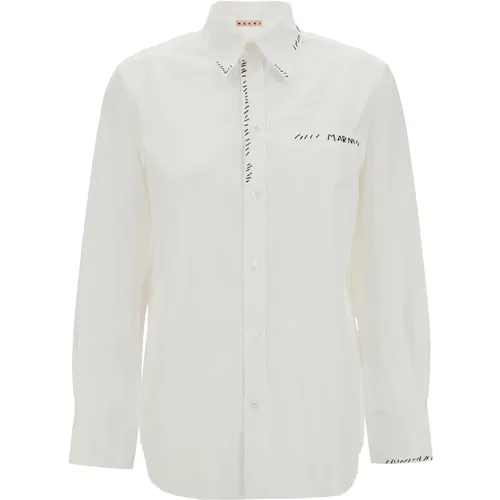 Klassisches Weißes Hemd mit Logo-Print,Stylische Hemden - Marni - Modalova