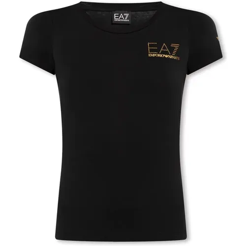 T-Shirt mit Logo , Damen, Größe: L - Emporio Armani EA7 - Modalova