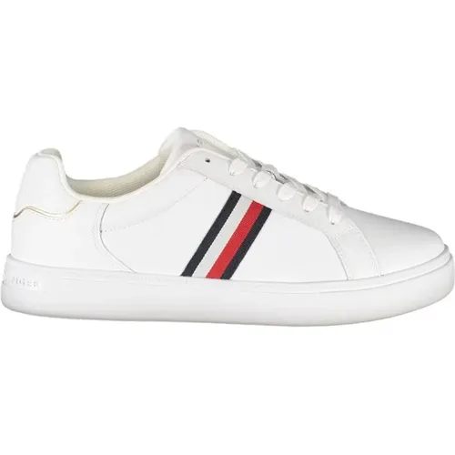 Weiße Leder Damen Sneaker , Damen, Größe: 38 EU - Tommy Hilfiger - Modalova