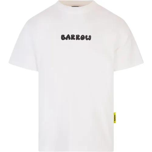 Weiße Oversized T-Shirt mit Reflektierender Platte und Bärenprint,Baumwoll T-Shirt mit Logo - Barrow - Modalova