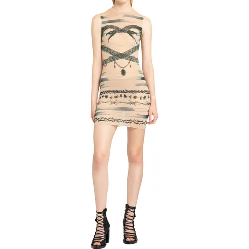 Printed Sleeveless Dress with Tattoo Design , female, Sizes: S - Jean Paul Gaultier - Modalova