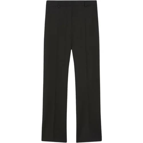 Schwarze Wollmischung gerade geschnittene Hose , Damen, Größe: L - Max Mara Weekend - Modalova