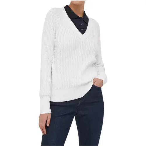 Braided Cotton Women's Sweater , female, Sizes: XS, M - Tommy Hilfiger - Modalova