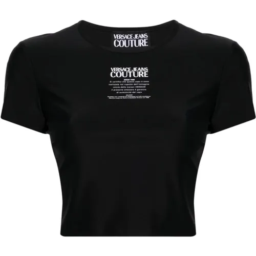 Schwarze T-Shirts und Polos , Damen, Größe: M - Versace Jeans Couture - Modalova