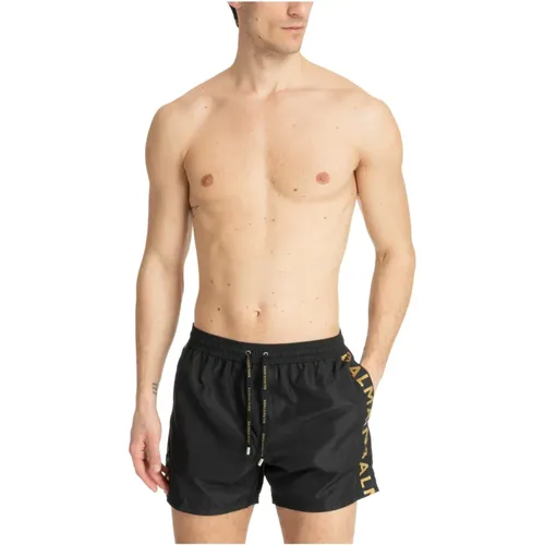 Drawstring Swim Shorts Plain Logo Pockets , male, Sizes: S - Balmain - Modalova