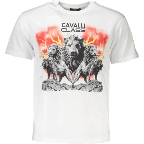 Stylisches Weißes T-Shirt , Herren, Größe: M - Cavalli Class - Modalova