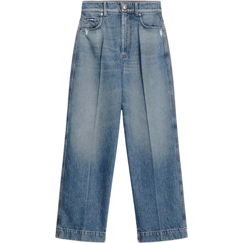 Blaue High-Waisted Cropped Denim Hose , Damen, Größe: W24 - SPORTMAX - Modalova