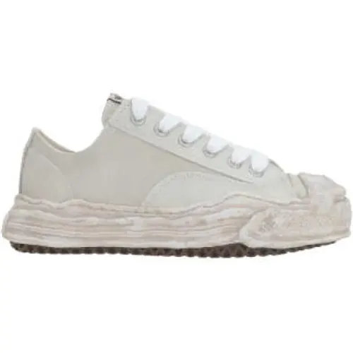 Weiße Low-Top Leder Sneakers Vintage Stil , Damen, Größe: 38 EU - MIHARA YASUHIRO - Modalova