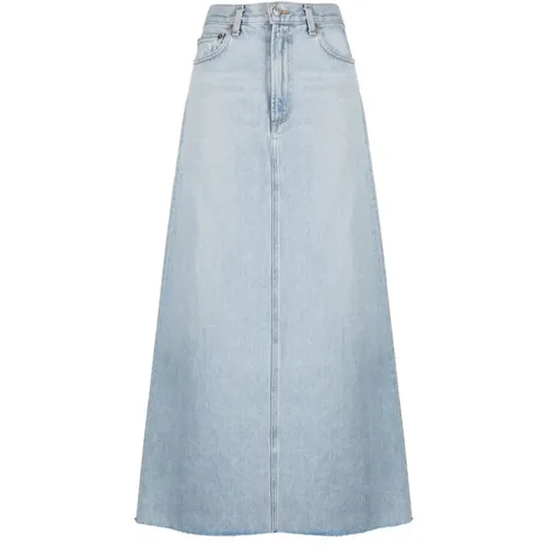 Maxi Denimrock mit Fransigem Saum , Damen, Größe: W25 - Agolde - Modalova