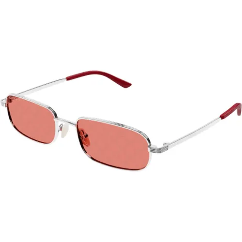 Rechteckige Sonnenbrille in Silber , unisex, Größe: L - Gucci - Modalova