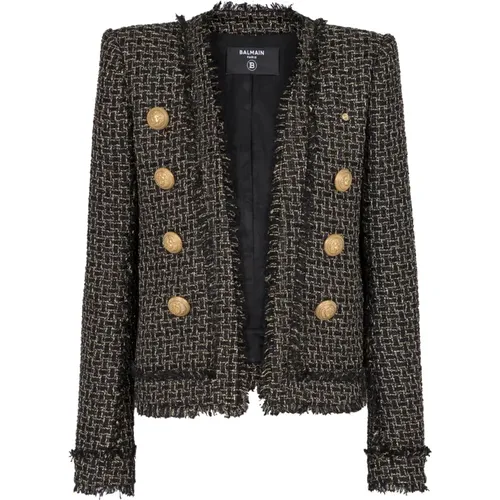 Lurex tweed jacket , female, Sizes: M - Balmain - Modalova