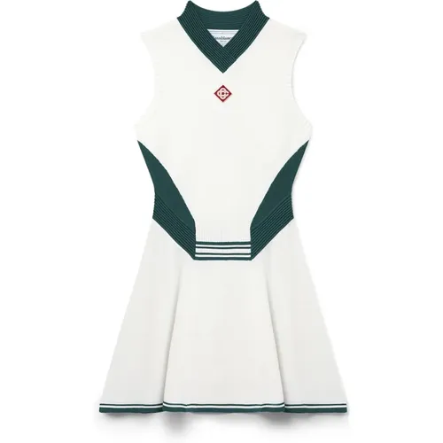 Tennis Dress with Green Accents , female, Sizes: S, XS - Casablanca - Modalova