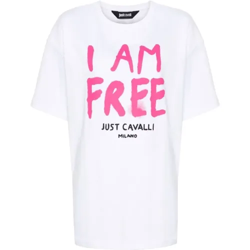 Weiße T-Shirts & Polos für Frauen , Damen, Größe: L - Just Cavalli - Modalova