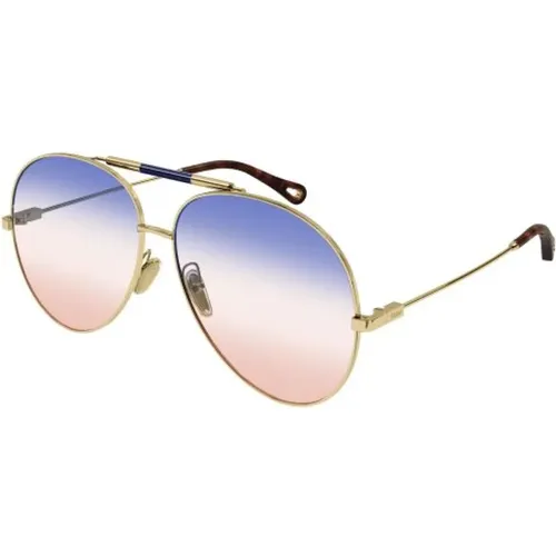 Gold Multicolor Sunglasses Ch0113S , unisex, Sizes: 62 MM - Chloé - Modalova