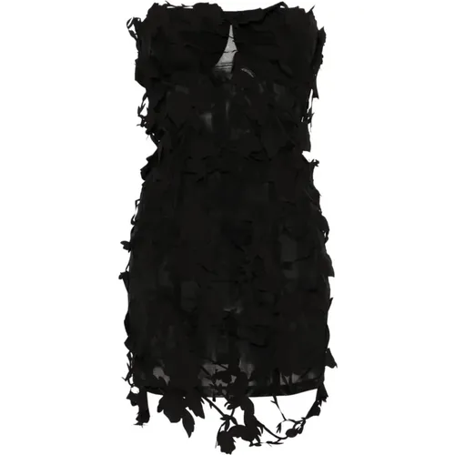Schwarzes Blumen Semi-Transparentes Kleid - Blumarine - Modalova