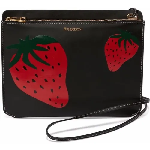 Sophisticated Strawberry Logo Clutch Bag , female, Sizes: ONE SIZE - JW Anderson - Modalova