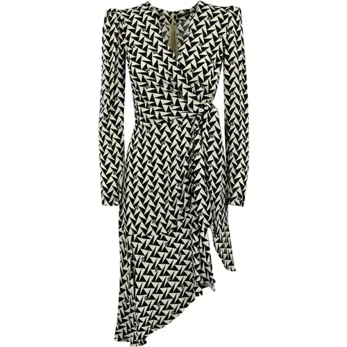 Geometric Print Long Sleeve Dress , female, Sizes: L, S - Elisabetta Franchi - Modalova