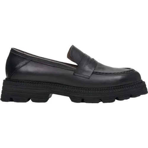 Schwarze Lederloafer für Damen Er00113813 , Damen, Größe: 36 EU - Estro - Modalova