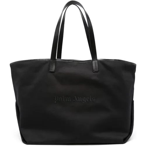 Schwarze Logo-Print-Tote-Tasche , Damen, Größe: ONE Size - Palm Angels - Modalova