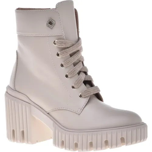 Combat boots in vanilla leather , Damen, Größe: 37 EU - Baldinini - Modalova