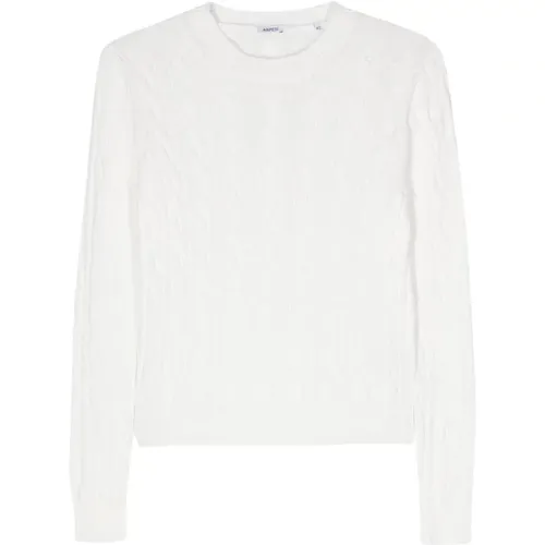 Weißes Sweatshirt 01072 Bianco , Damen, Größe: M - Aspesi - Modalova