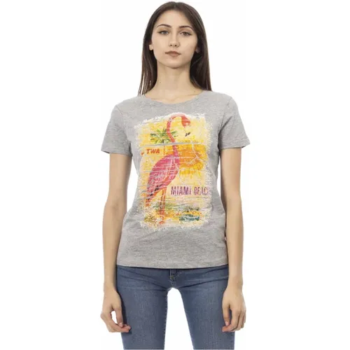 Casual T-Shirt mit Rundhalsausschnitt , Damen, Größe: L - Trussardi - Modalova