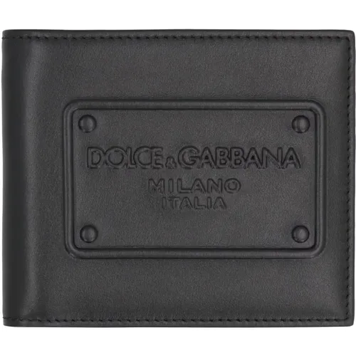 Geprägte Kalbsleder Brieftasche , Herren, Größe: ONE Size - Dolce & Gabbana - Modalova