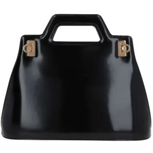 Brushed Leather Handbag with Twist-Lock Closure , female, Sizes: ONE SIZE - Salvatore Ferragamo - Modalova