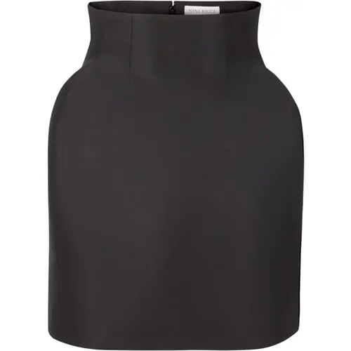 Schwarzer Taffeta High-Waisted Mini Rock , Damen, Größe: L - Nina Ricci - Modalova