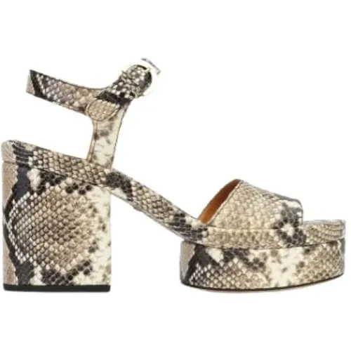 Python geprägte Plateausandalen , Damen, Größe: 38 1/2 EU - Chloé - Modalova