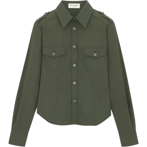 Stilvolles Khaki Button-Up Hemd - Saint Laurent - Modalova