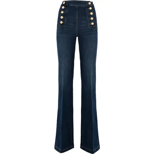 Palazzo Style High-Waisted Jeans , female, Sizes: W30 - Elisabetta Franchi - Modalova