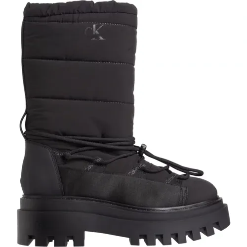 Schwarzer Flatform-Schneestiefel , Damen, Größe: 37 EU - Calvin Klein Jeans - Modalova