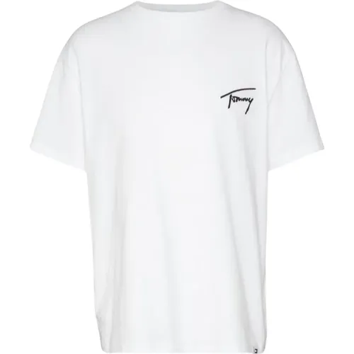 Signature T-Shirt - Weiß , Herren, Größe: XL - Tommy Jeans - Modalova