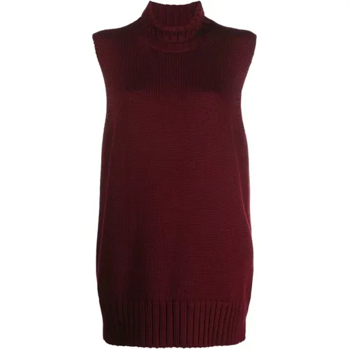 Rote Wollige Elegante Strickweste , Damen, Größe: XS - Jil Sander - Modalova